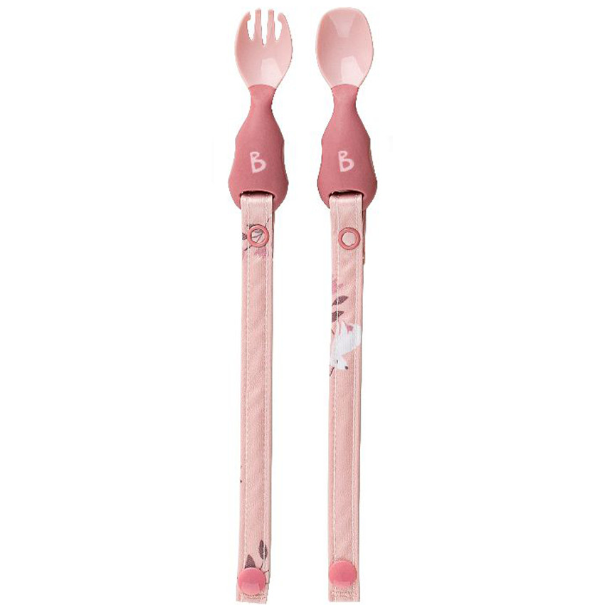 Set de couverts Handi Cuillère & Fourchette avec clip d'attache Blush  6m+ 