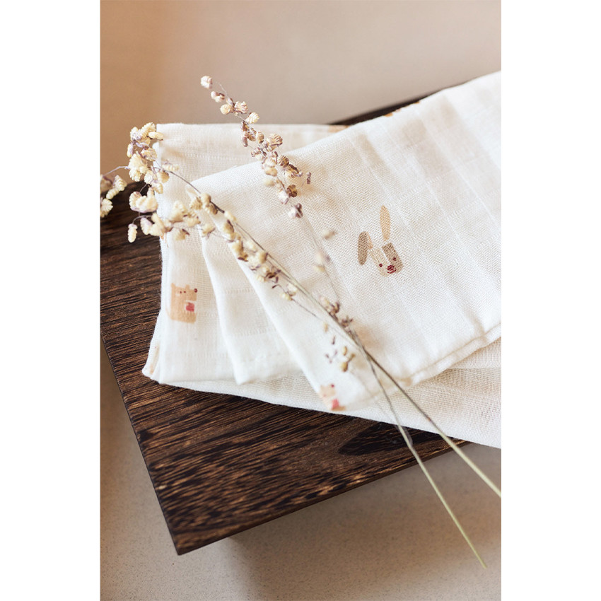 Lange tétra gaze de coton 70x70cm 3pcs Animal Friends 