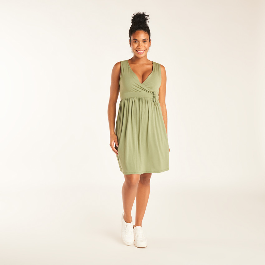 Robe sans manches moulante unie à nouer pour femme enceinte 