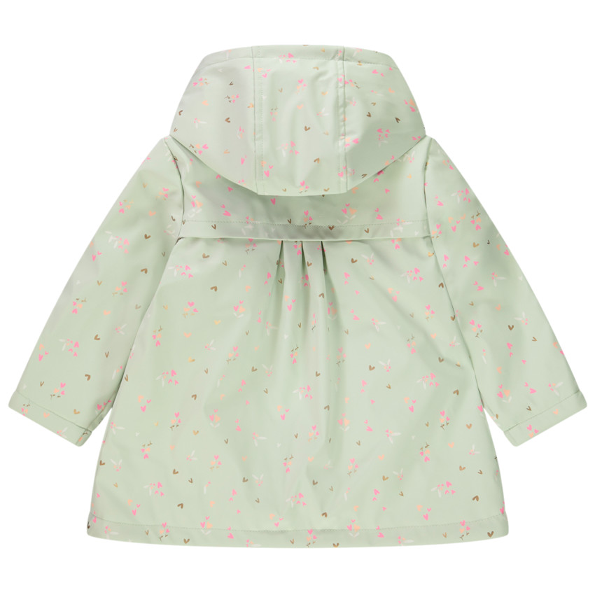 Parka gomme à capuche imprimé cœurs/fleurs pour bébé fille 