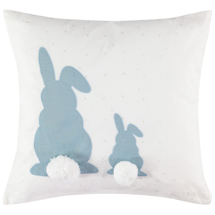 Decoratief kussen konijnen en pompons