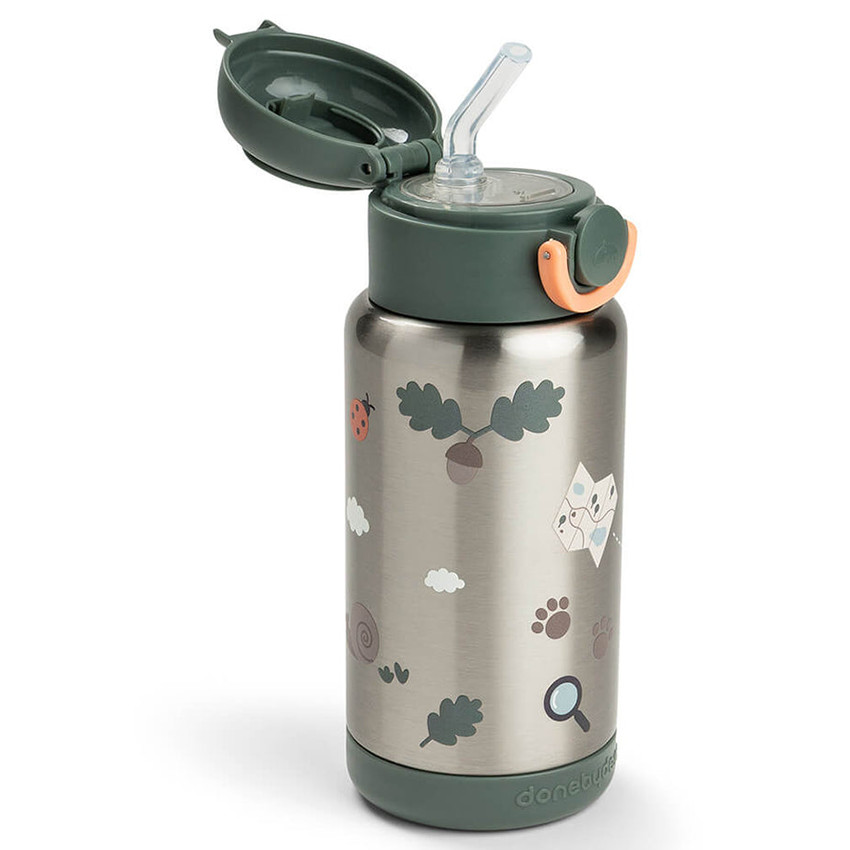 Drinkfles isothermish met rietje 340ml Tiny Trails Groen 