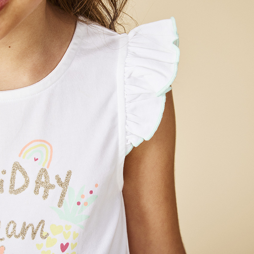 Jurk met korte mouwen 2-in-1 effect print met pailletten voor meisjes 