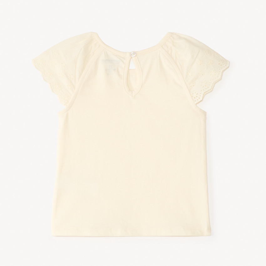 T-shirt manches courtes en popeline uni pour bébé fille 