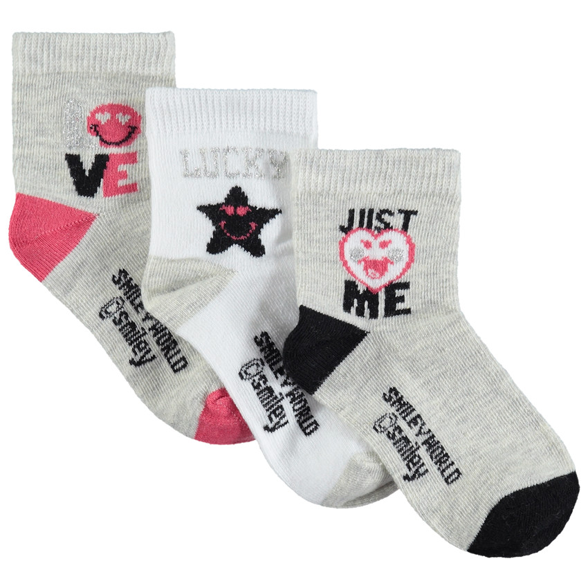 Lot de 3 paires de chaussettes SmileyWorld pour fille 