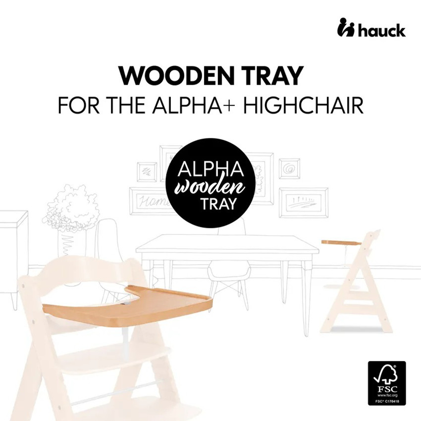Tablette en bois chaise haute Alpha Naturel 