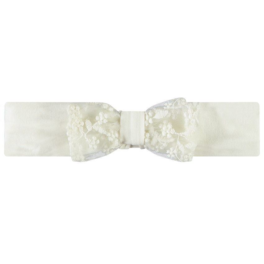 Bandeau à nœud en tulle brodé pour bébé fille 
