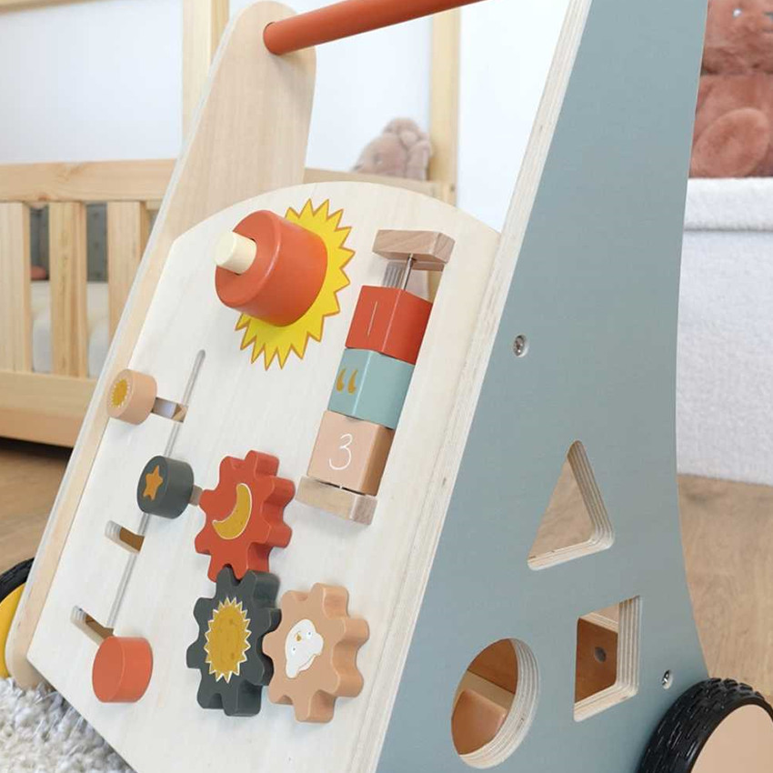 Loopwagen multi-aktiviteiten in hout - Multicolor 