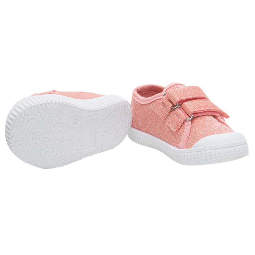Lage corail sneakers van stof met glanzende draden van maat 20 tot 23 