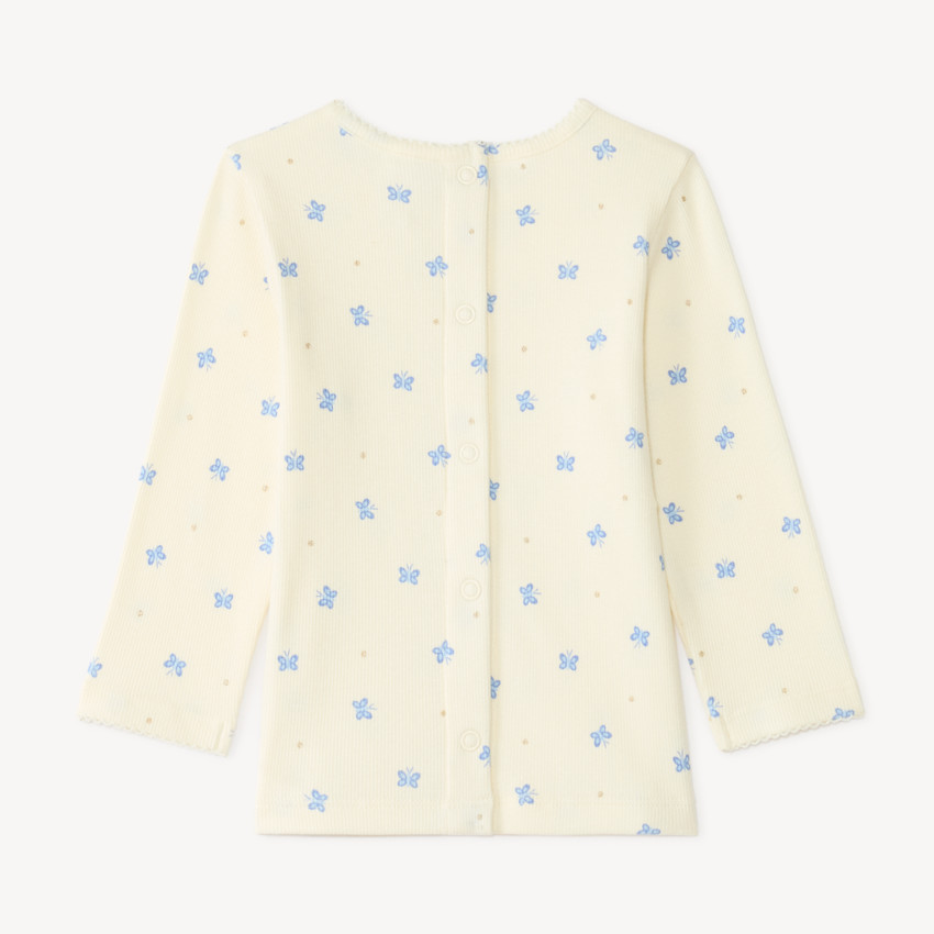 Ensemble 2 pièces salopette et t-shirt manches longues imprimé papillons pour bébé fille 