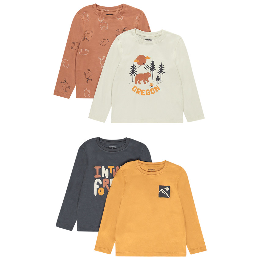 Lot de 4 t-shirts manches longues fantaisie pour garçon 