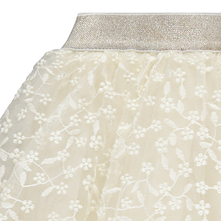 Jupe courte en tulle brodé et taille pailletée pour fille 