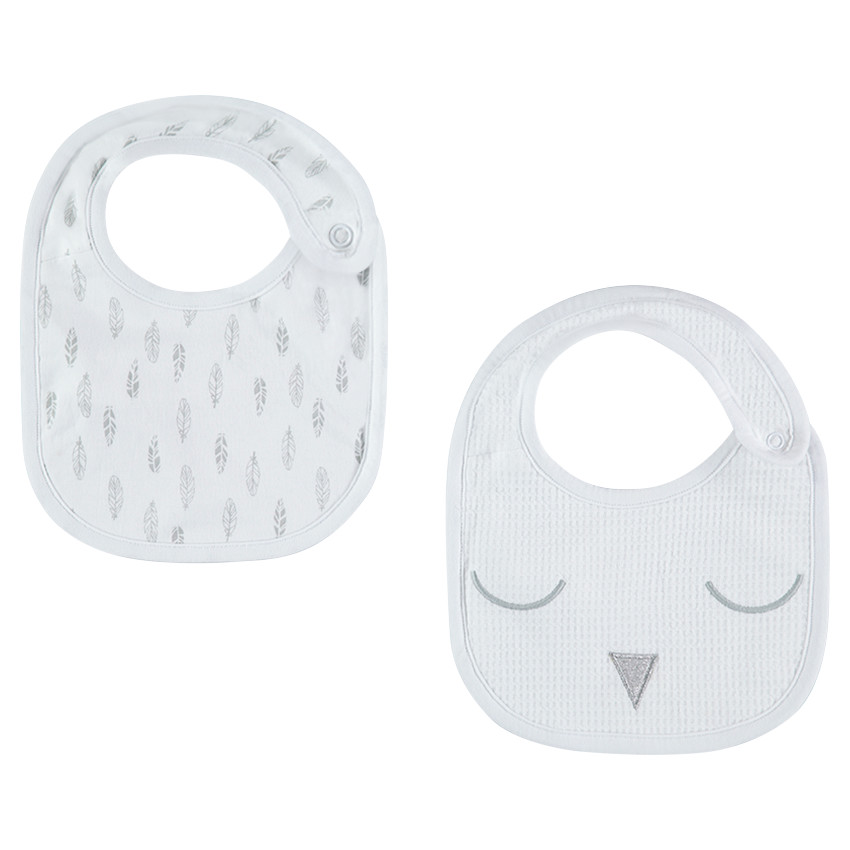 Set de 2 bavoirs en jersey avec prints et détails brodés 