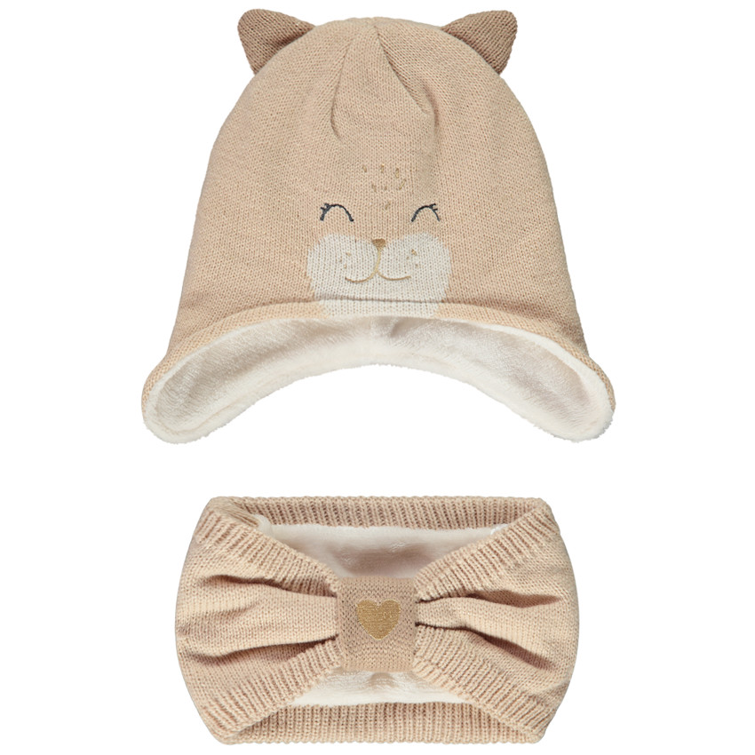 Gebreid muts en snood voor meisjes 