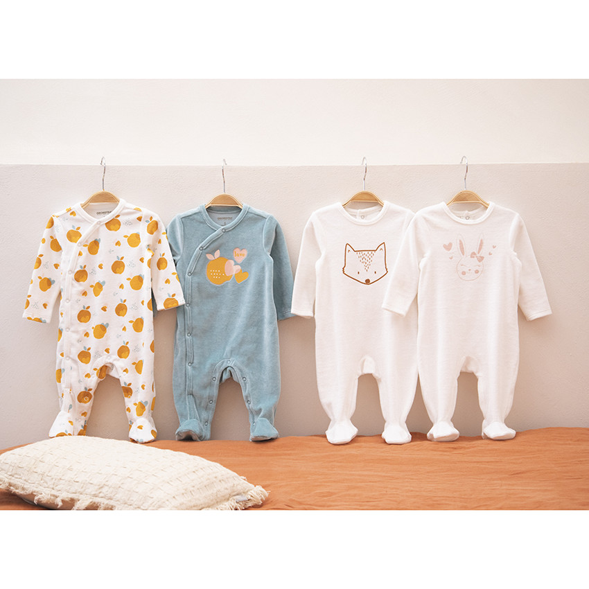 Fluwelen babypyjama voor jongens met vossenprint 