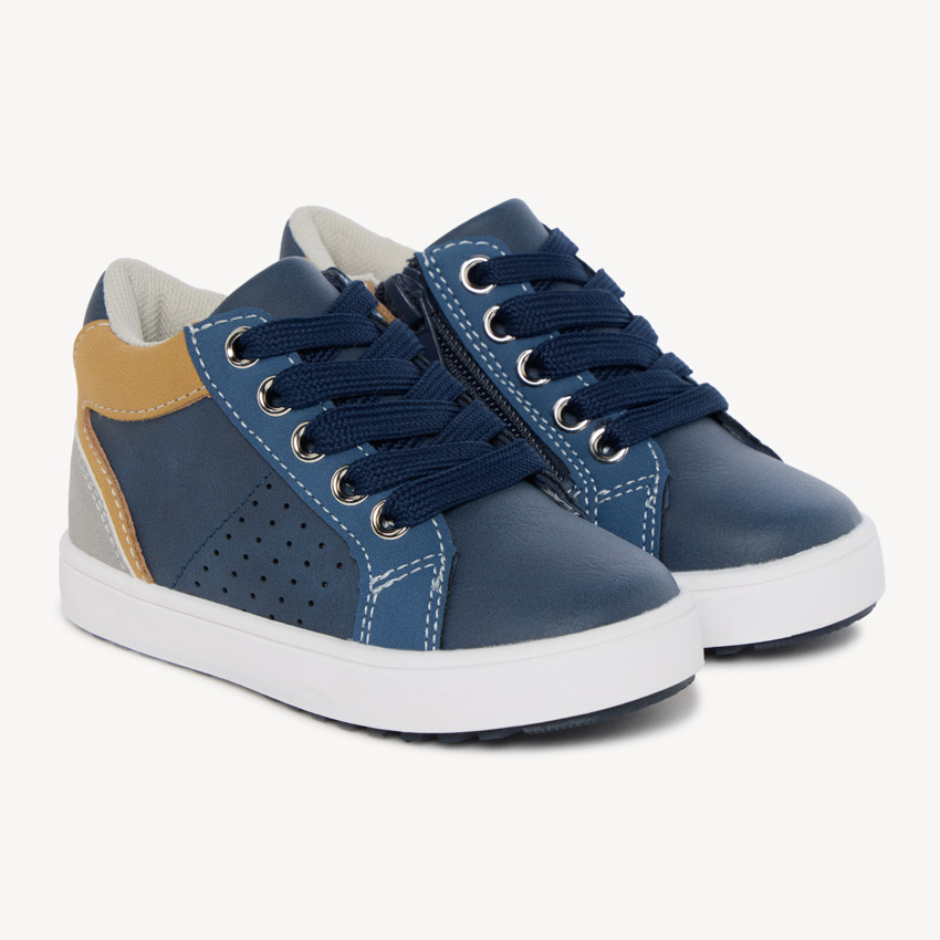 Lage booties met veters en rits voor jongens 