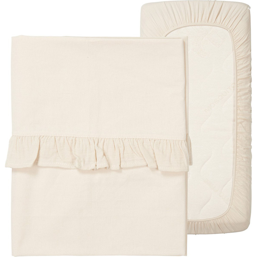 Set berceau Drap housse et Drap Ruffle Combi Faroo Warm White TOG 0.1 