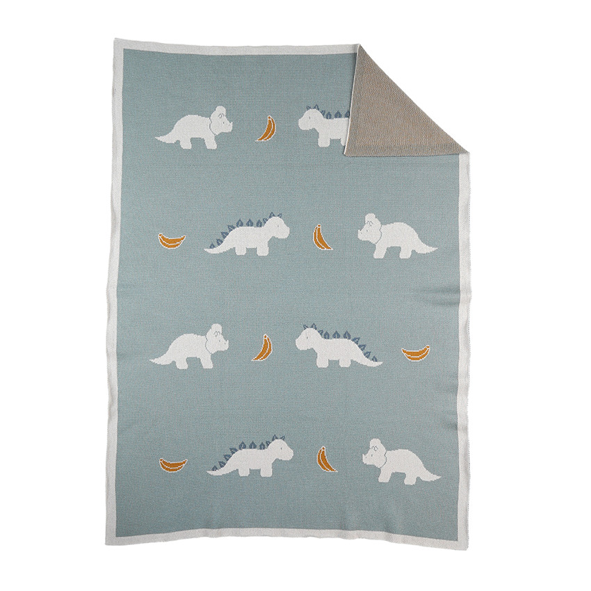 Couverture en tricot jacquard Bio Ops 75 x 100 cm bleu 