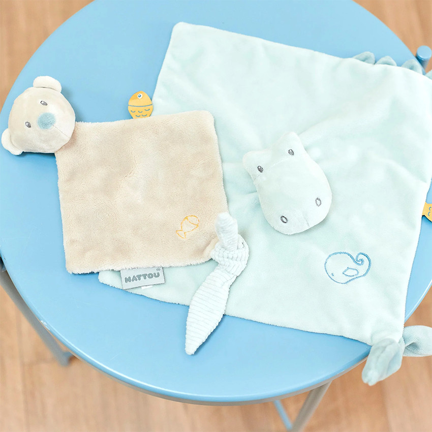 Doudou mouchoir Roméo le crocodile 