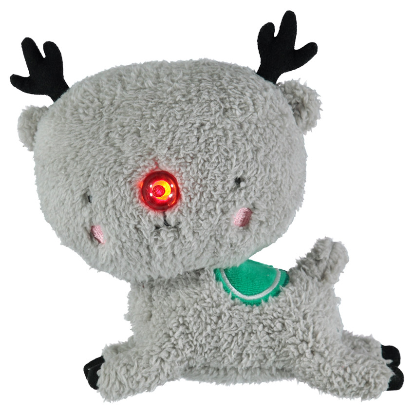 Renne en peluche avec nez lumineux 