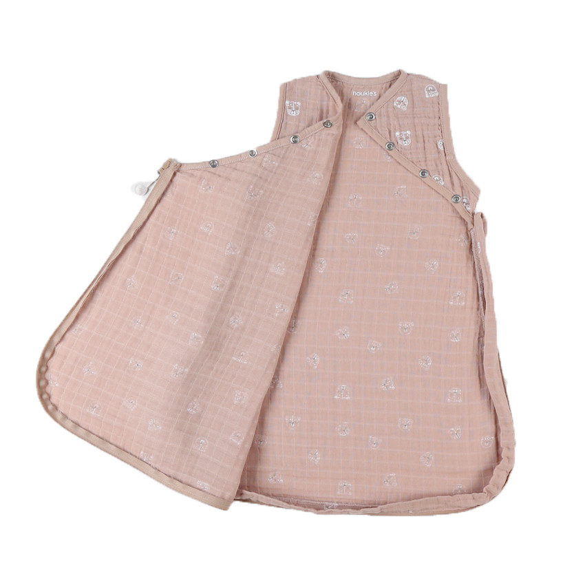 Gigoteuse sans manches en mousseline imprimé félins 50 cm 