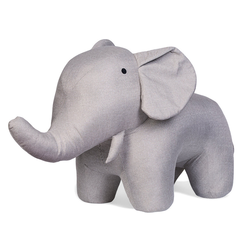 Grande peluche Éléphant 48cm Lin Gris 