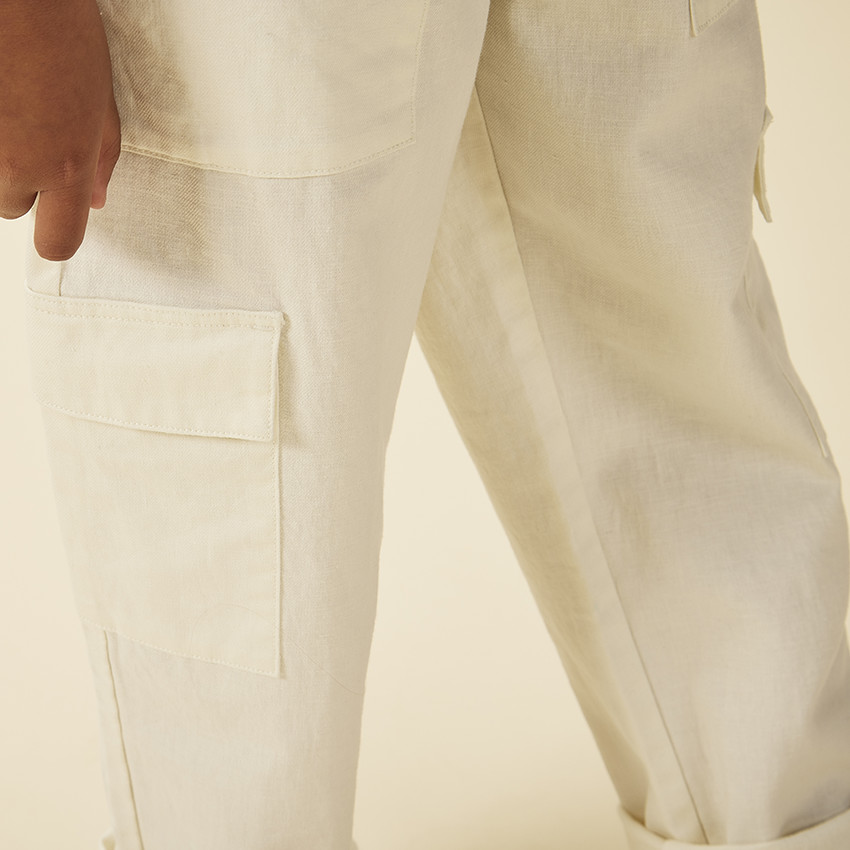 Pantalon droit cargo à poches pour fille 