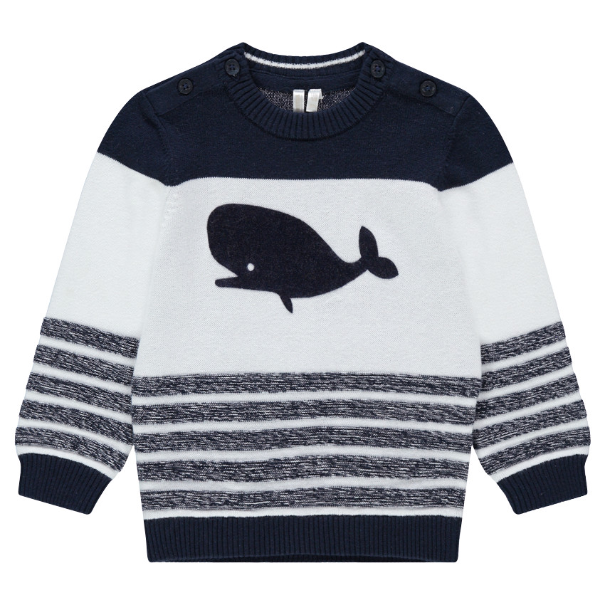 Pull en tricot avec rayures placées et baleine 