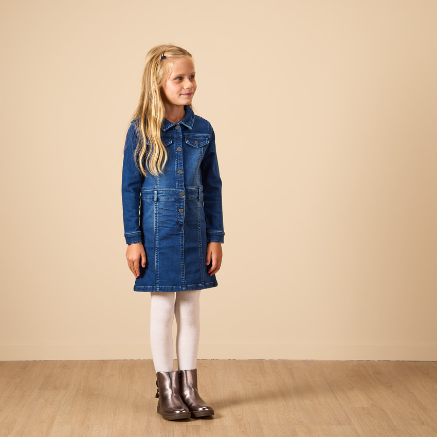 Lange mouwen denim chemise jurk voor meisjes 