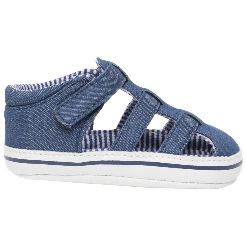 Blauwe jeans sandalen met velcro en gestreepte voering 