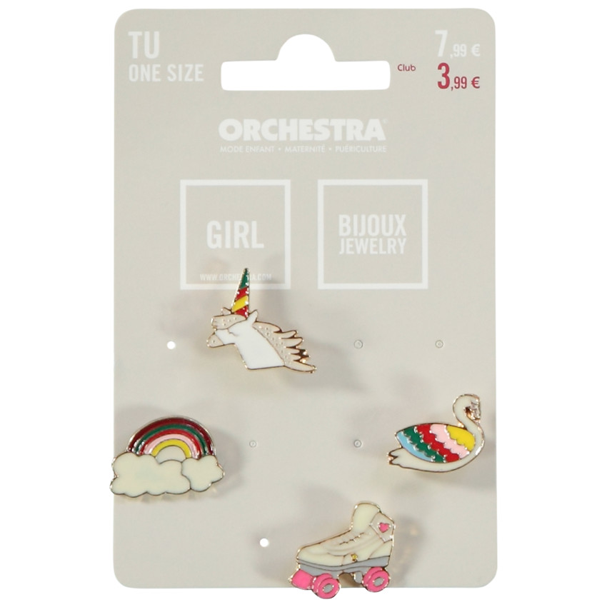 Lot de 4 pins fantaisie pour fille 
