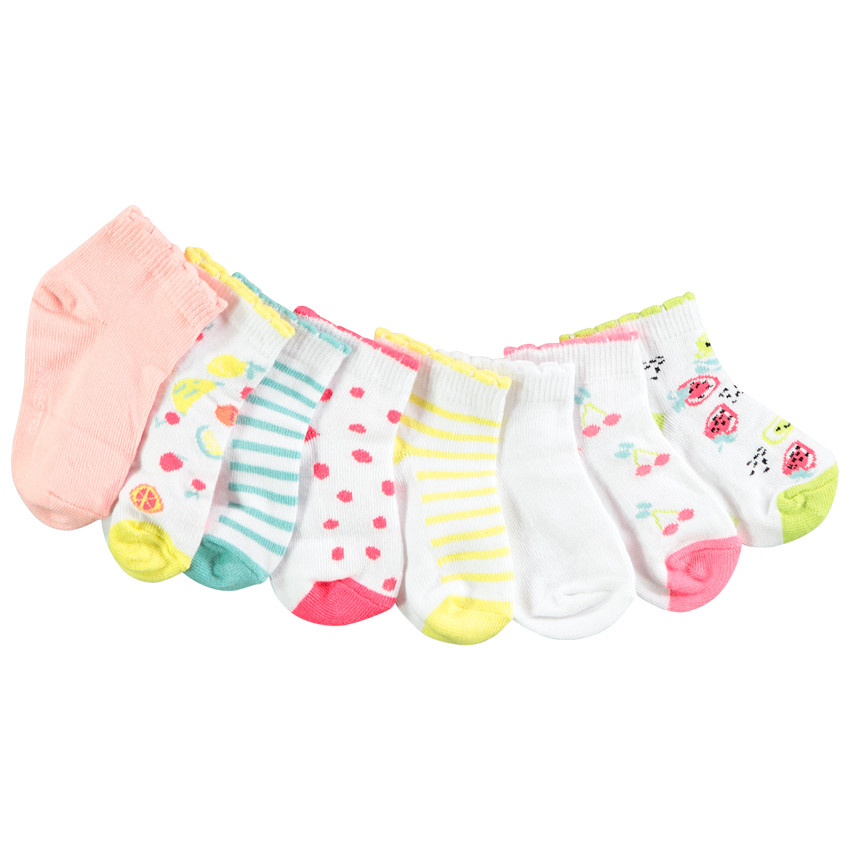 Lot de 8 paires de chaussettes courtes fantaisie pour bébé fille 