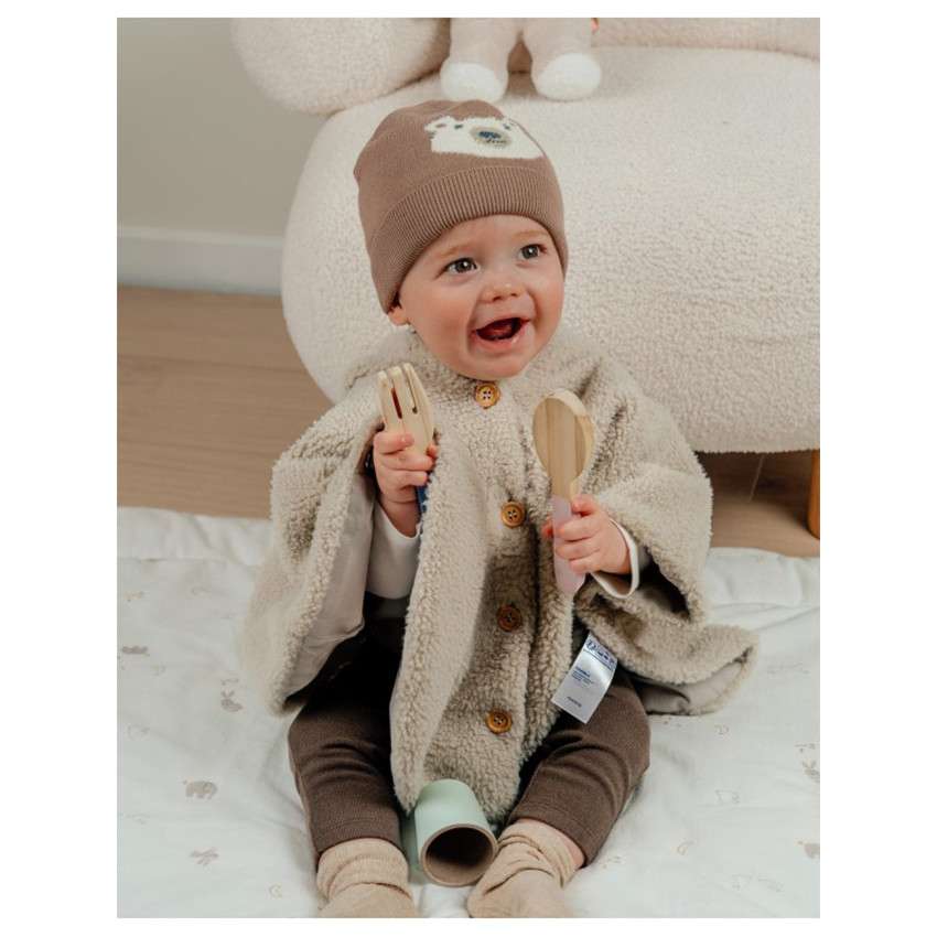 Poncho en Groloudoux Sherpa 6/12m Latte 