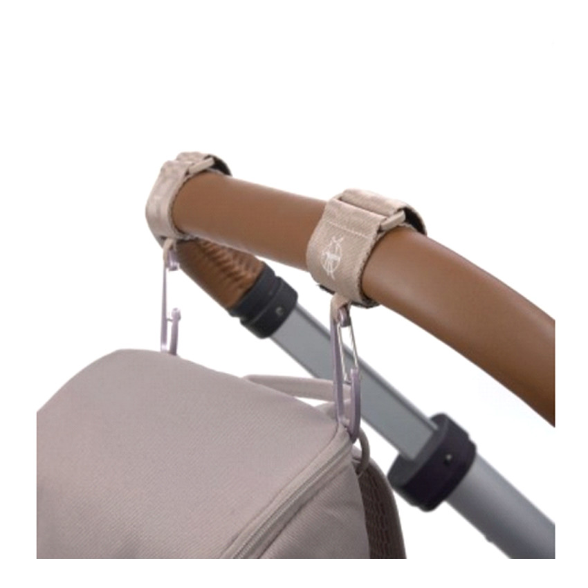 Karabijnhaken voor kinderwagen 2 stuks - Beige 
