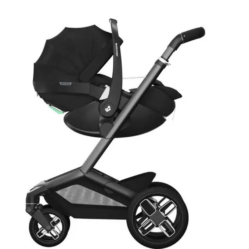 Kinderwagen Fame + Draagmand Twillic Black/ Frame Black Leather 