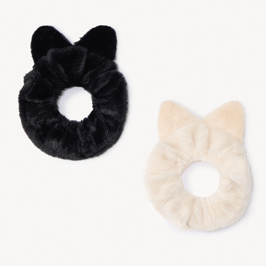 Lot de 2 chouchous effet fourrure chat pour fille 