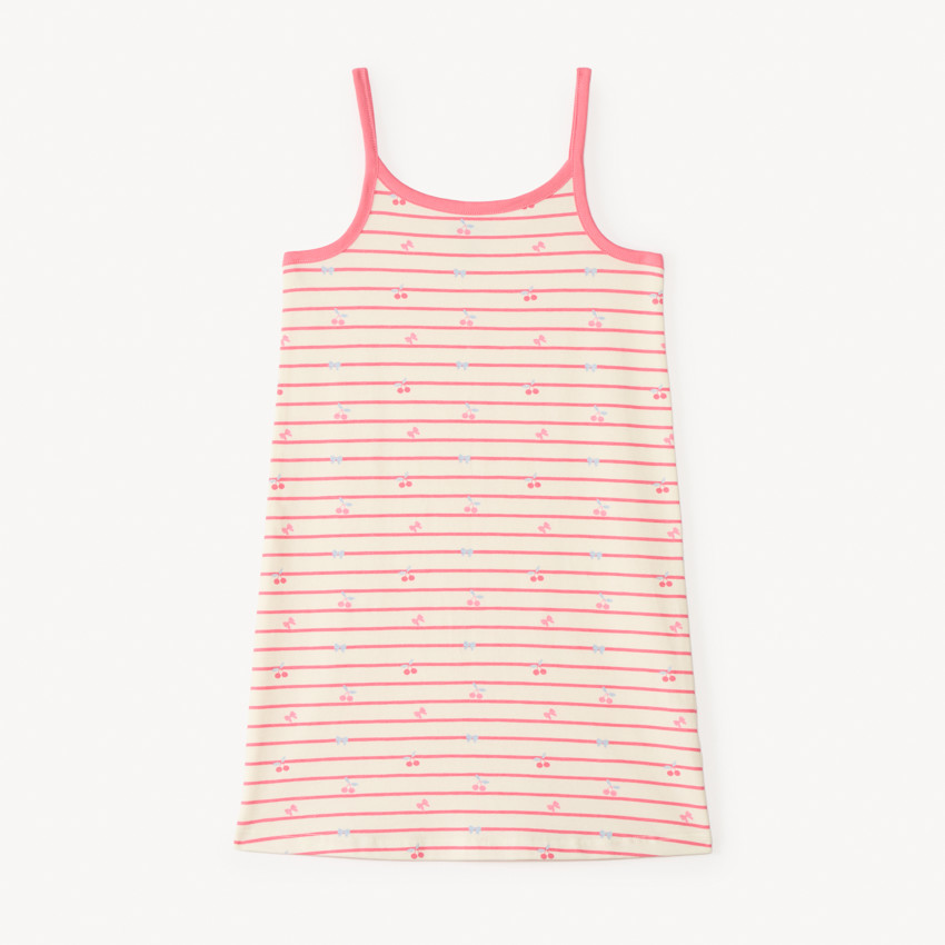 Chemise de nuit à bretelles style marinière imprimé cerises pour fille 