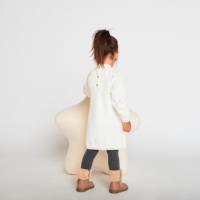 Robe manches longues en tricot uni pour bébé fille 