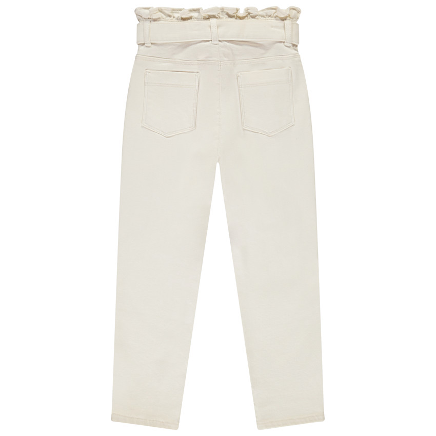 Jean paperbag uni avec ceinture à nouer pour fille  