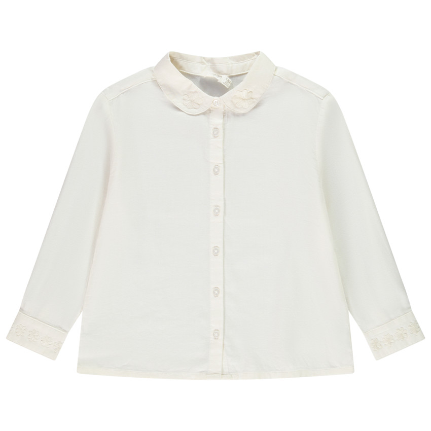 Chemise manches longues à col brodé pour fille 