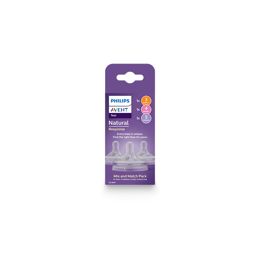 Tétine silicone Natural Response Mix&Match Multi-Size pack 3pcs 