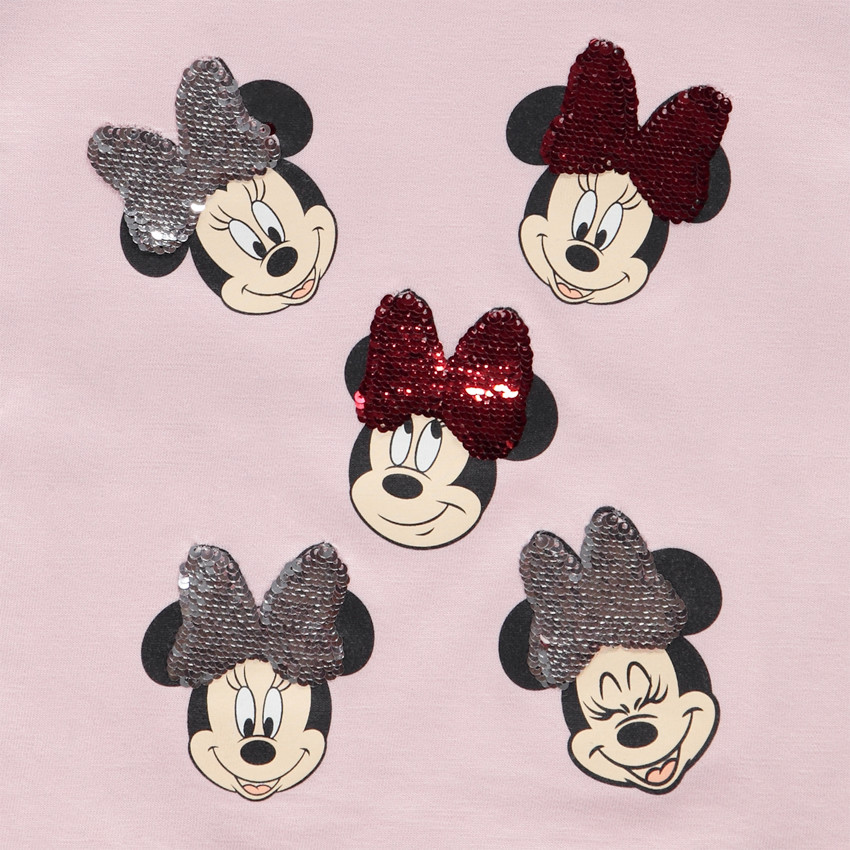 T-shirt manches courtes en jersey Minnie Disney avec sequins magiques pour fille 