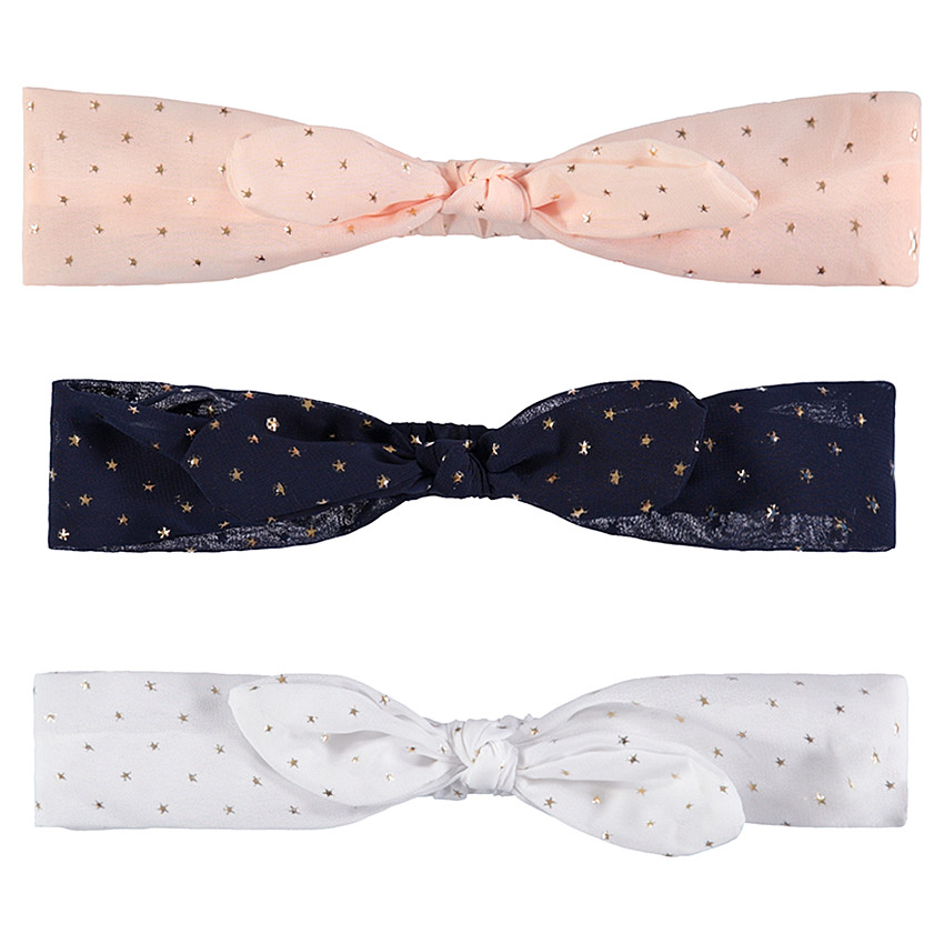 Set van 3 gebonden haarbanden met gouden sterren voor meisjes 