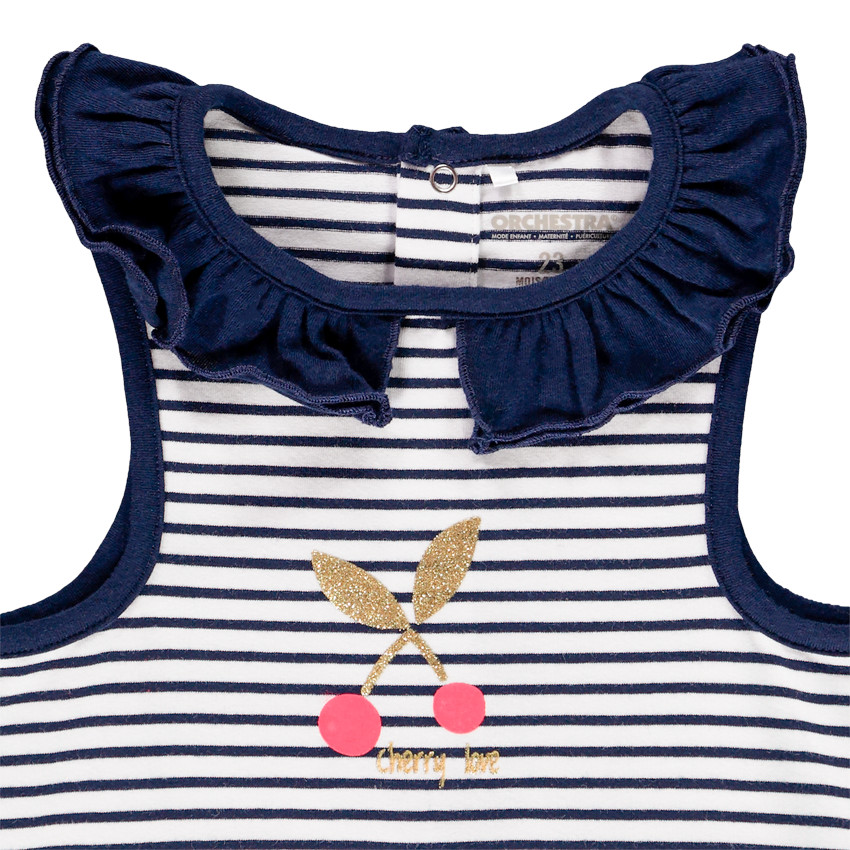 Combinaison courte à rayures pour bébé fille 