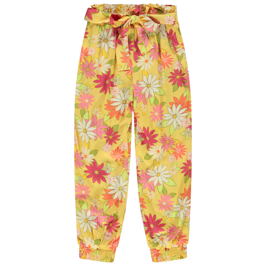 Fluïde broek met bloemenprint om te knopen voor meisjes 