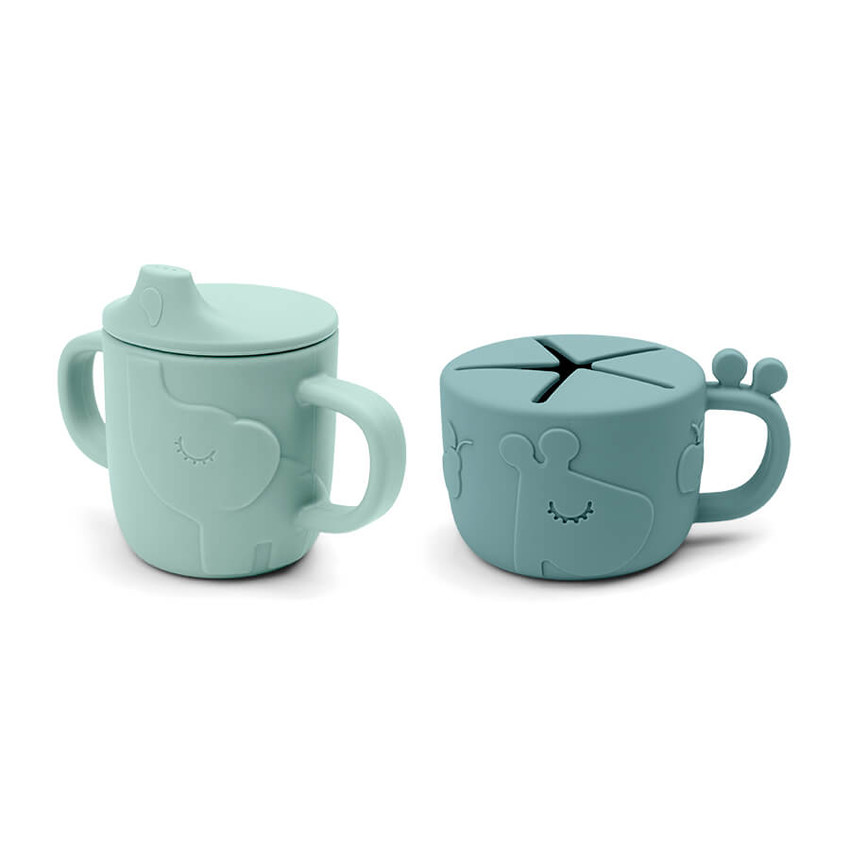 Lot de 2 tasses en silicone Deer friends - Bleu 