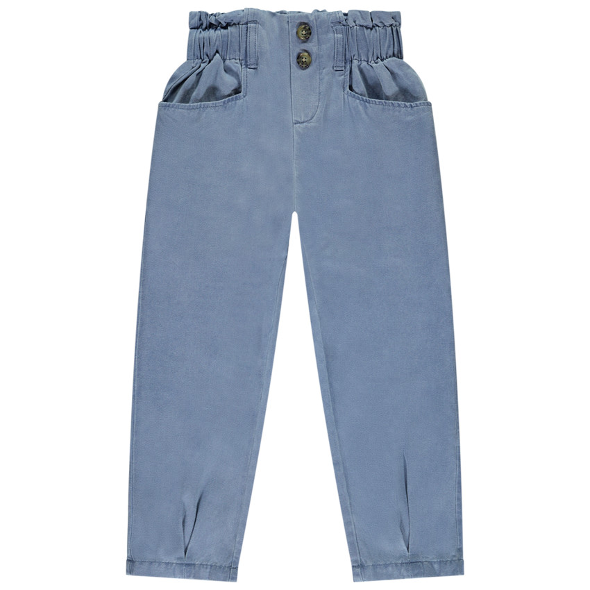 Pantalon fluide en toile avec taille élastiquée pour fille 