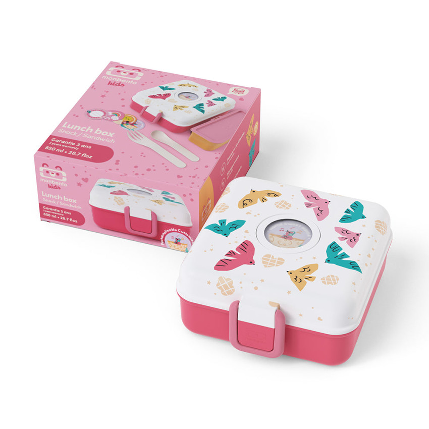 Lunchbox personnalisable 850ml Snacky avec couverts Birds 