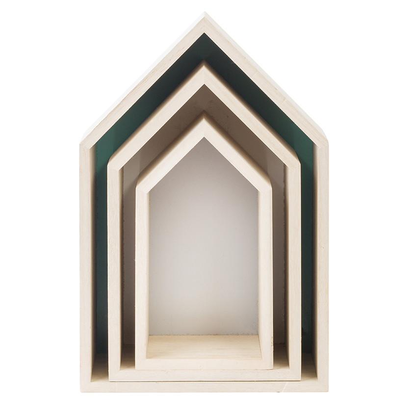 Set van houten huizen om in elkaar te zetten 