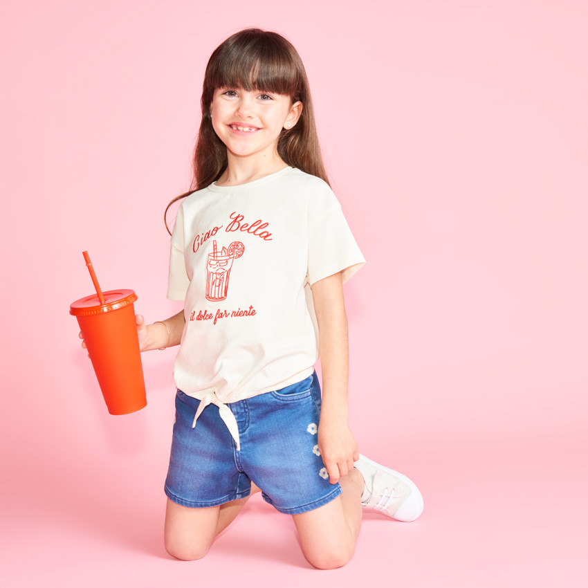 T-shirt manches courtes noué pour fille 